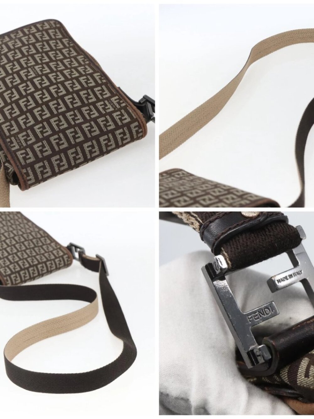 FENDI Zucchino Canvas Shoulder Bag Brown Auth SW1875 - Picture 16 of 16